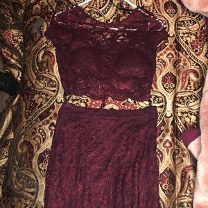 Two piece burgundy dress